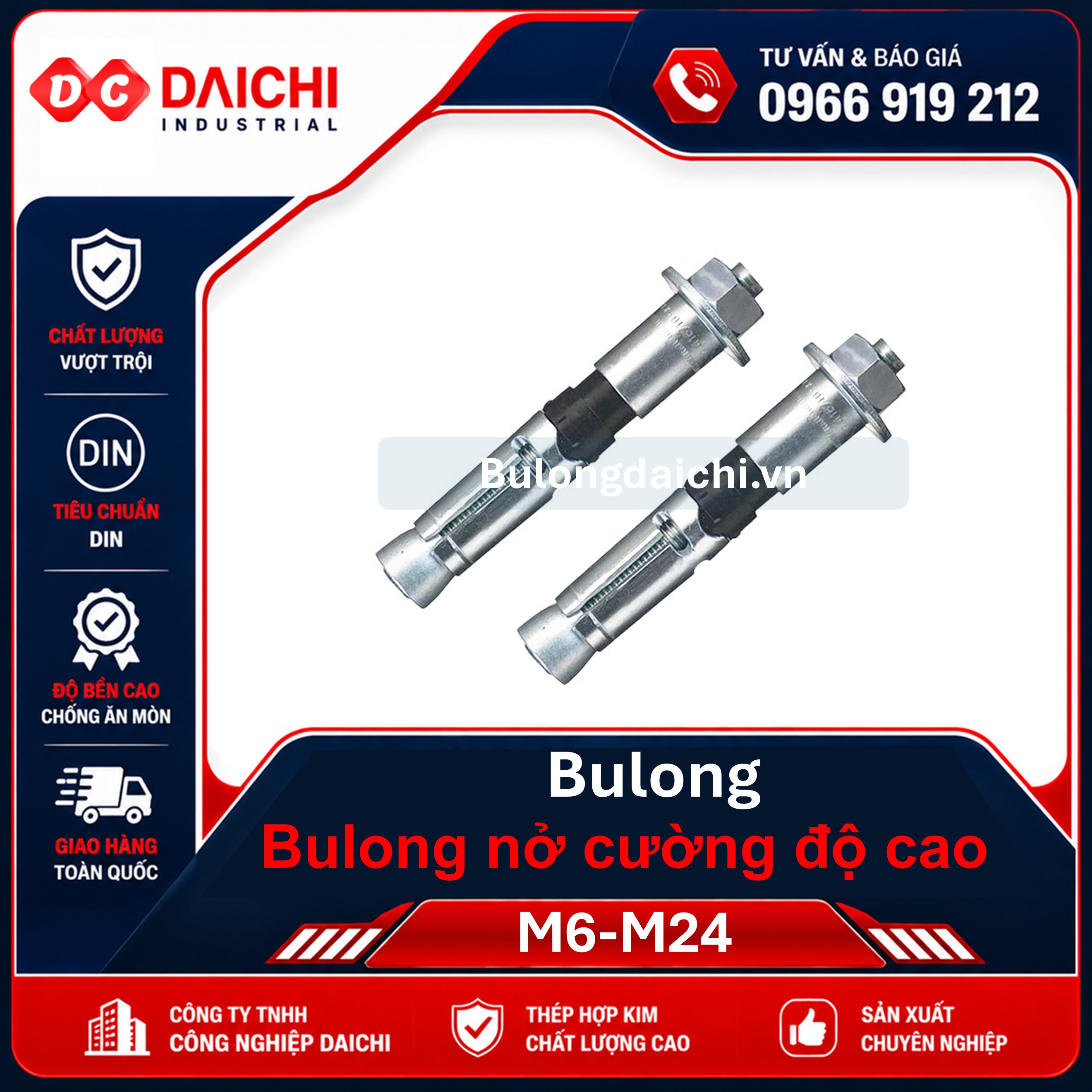 Bulong nở cường độ cao | Tắc kê nở thép chịu lực | DAICHI