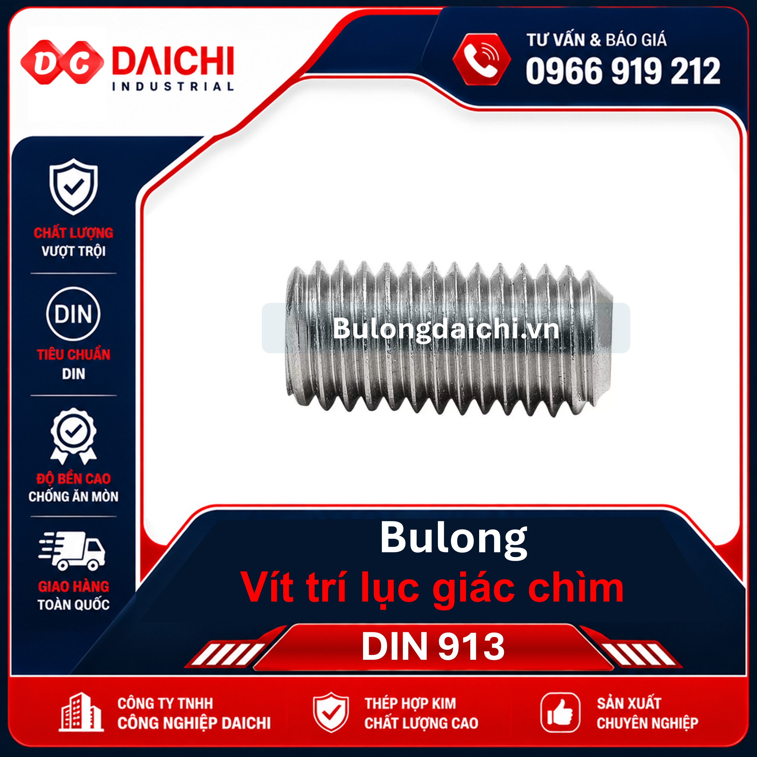 VÍT LỤC GIÁC ĐẦU BẰNG DIN913