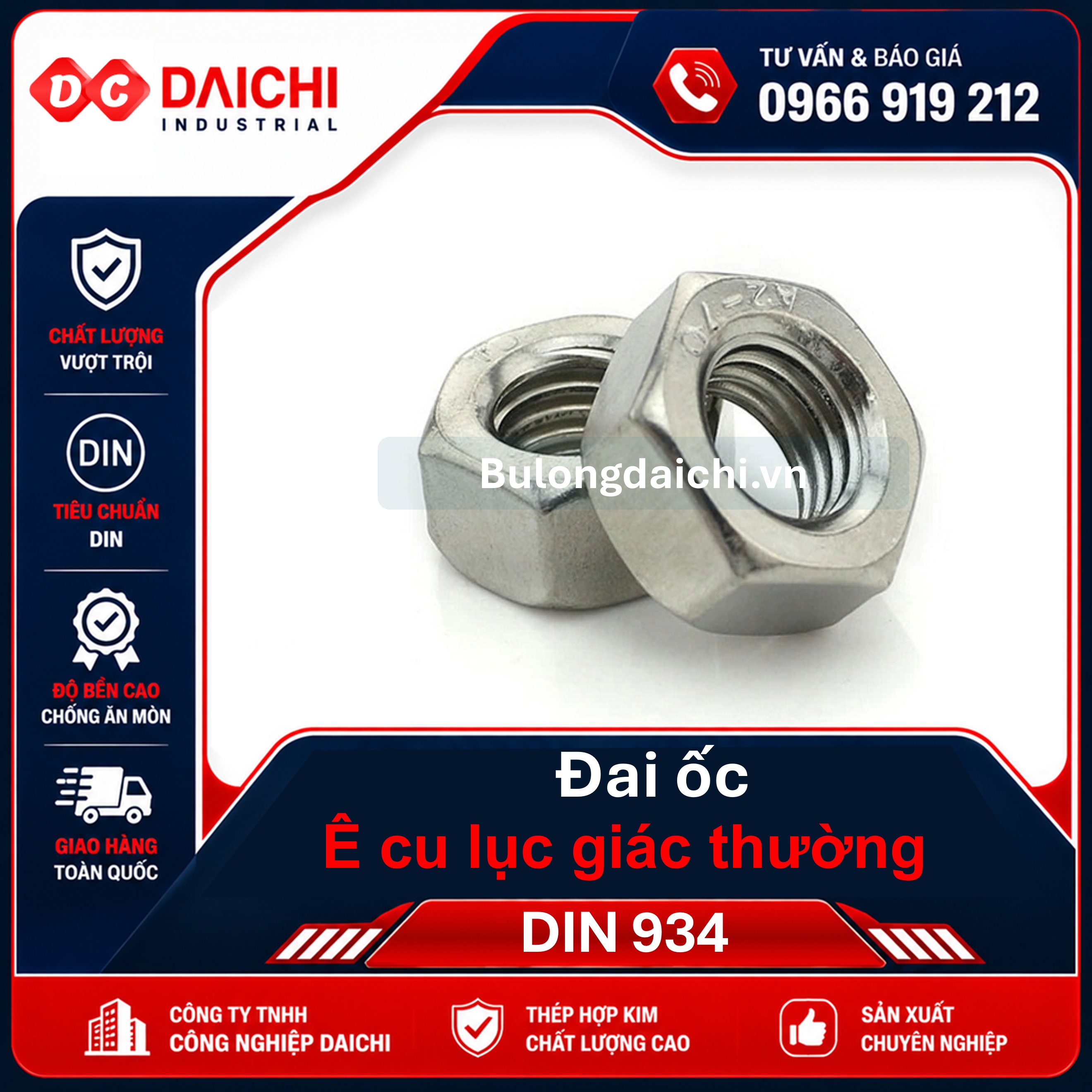 Đai Ốc Lục Giác Inox DIN 934 Giá Tốt | DAICHI