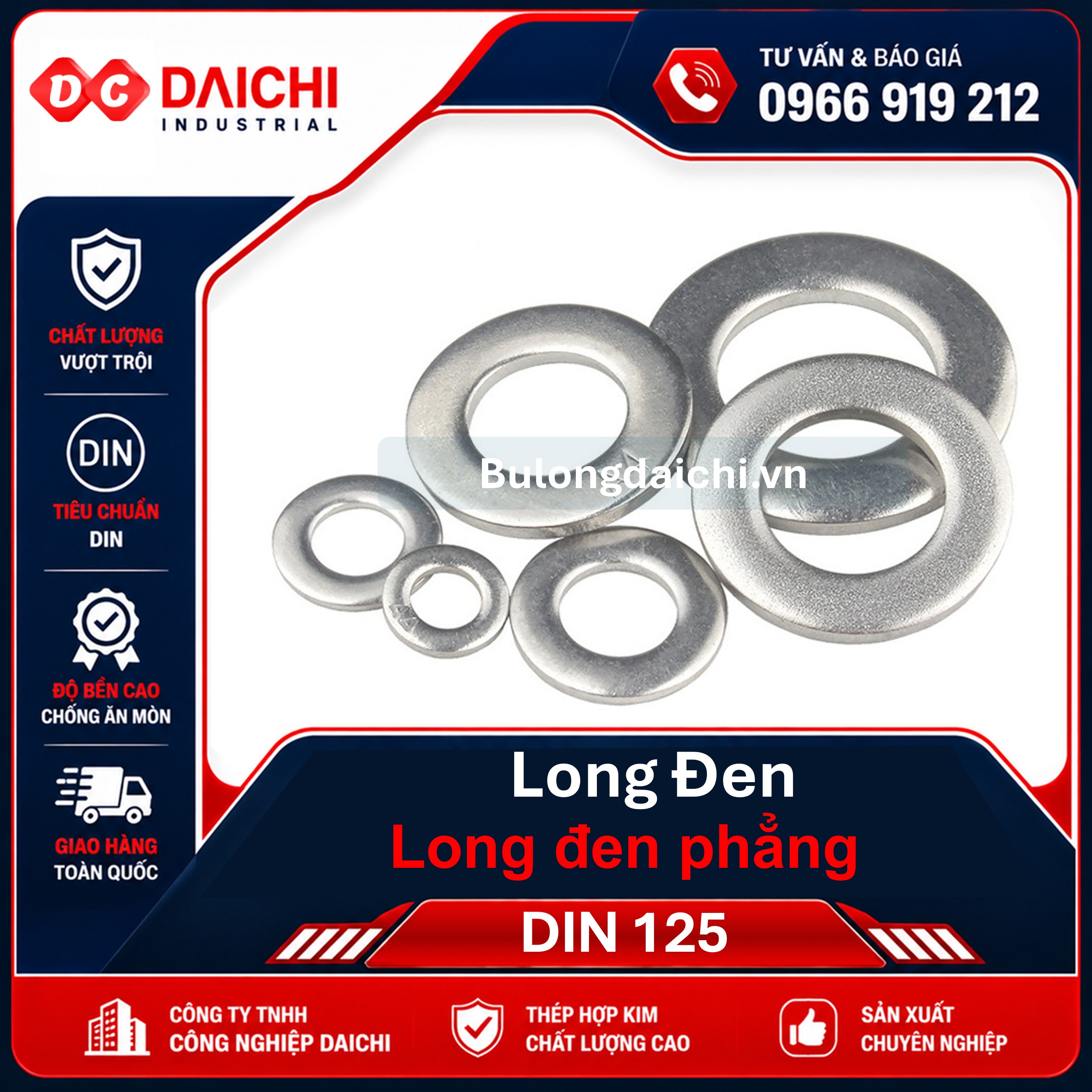 Long Đen Phẳng Inox DIN 125A Giá Tốt | DAICHI