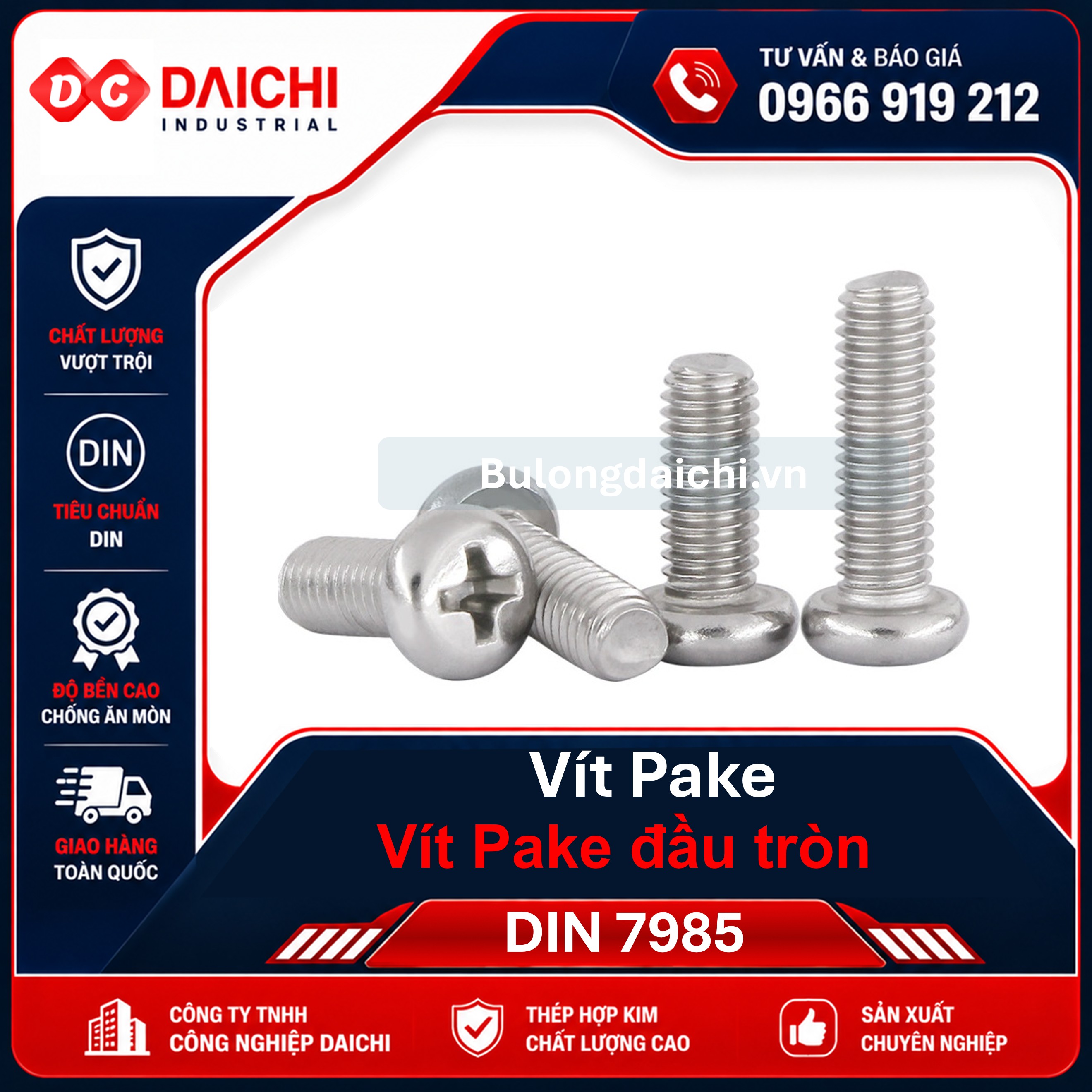 Vít Pake Đầu Tròn Inox DIN 7985 Giá Tốt | DAICHI