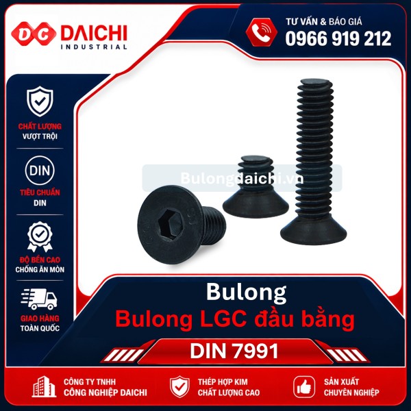 Bulong lục giác chìm đầu bằng thép đen DIN 7991 | DAICHI