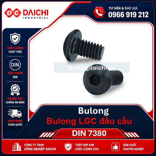 Bulong lục giác chìm đầu cầu thép đen DIN 7380 | DAICHI