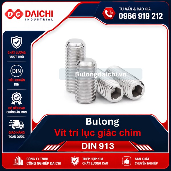 Vít trí lục giác chìm DIN 916 | Vít định vị Grub Screw giá tốt tại DAICHI